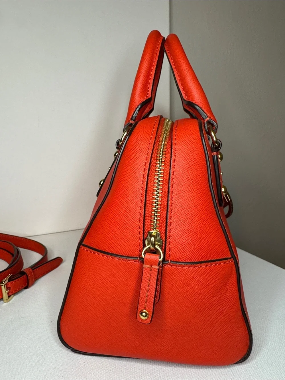 Michael Kors Mandarin Orange Saffiano Leather Small Satchel Crossbody